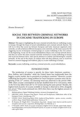 Kosara Stevanović, Social Ties Between Criminal Networks In