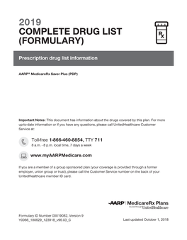2019 Complete Drug List (Formulary)