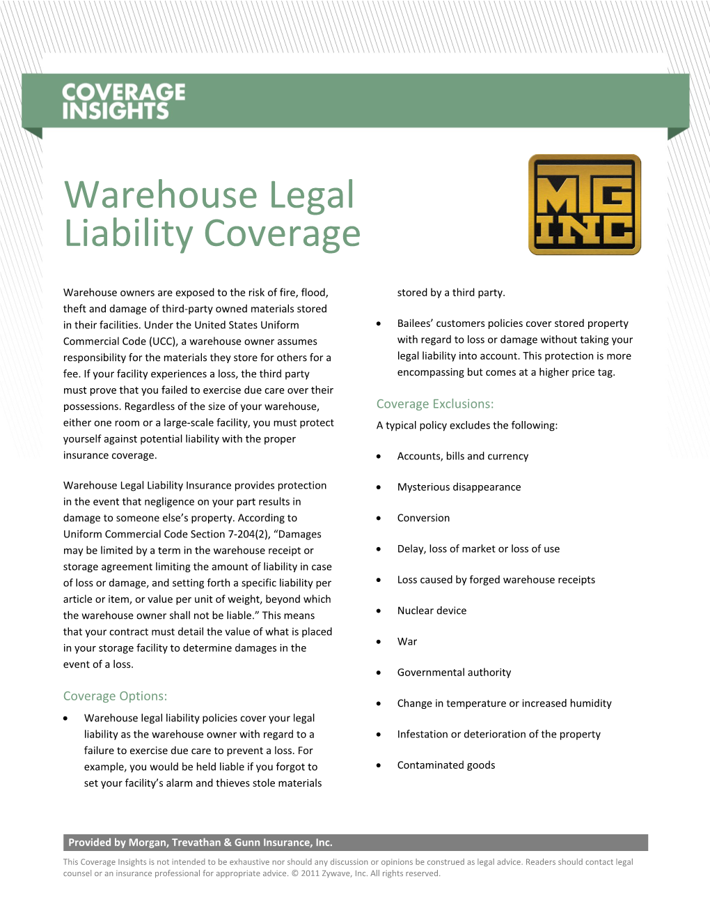 Warehouse Legal Liability Coverage