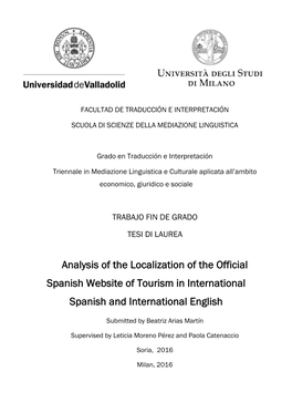 Analysis of the Localization of the Official Spanish Website of Tourism in International Spanish and International English