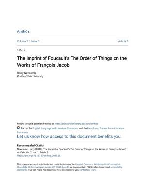 The Imprint of Foucault's the Order of Things on the Works of François Jacob