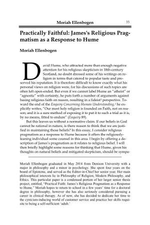 Practically Faithful: James's Religious Pragmatism As a Response to Hume