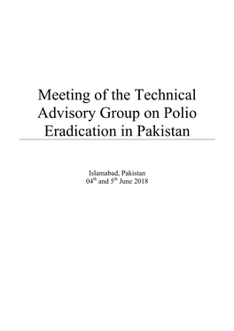 Meeting of the Technical Advisory Group on Polio Eradication in Pakistan