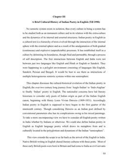 Chapter III a Brief Cultural History of Indian Poetry in English