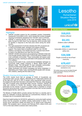 LESOTHO SITUATION REPORT - June 2016