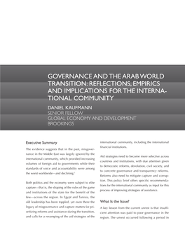 Governance and the Arab World Transition: Reflections, Empirics