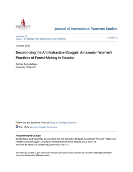 Decolonizing the Anti-Extractive Struggle: Amazonian Women’S Practices of Forest-Making in Ecuador