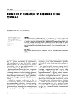 Usefulness of Endoscopy for Diagnosing Mirizzi Syndrome
