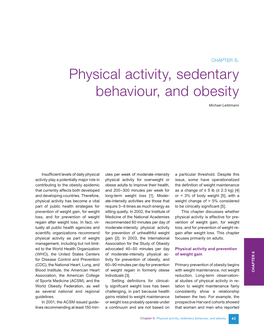 Physical Activity, Sedentary Behaviour, and Obesity