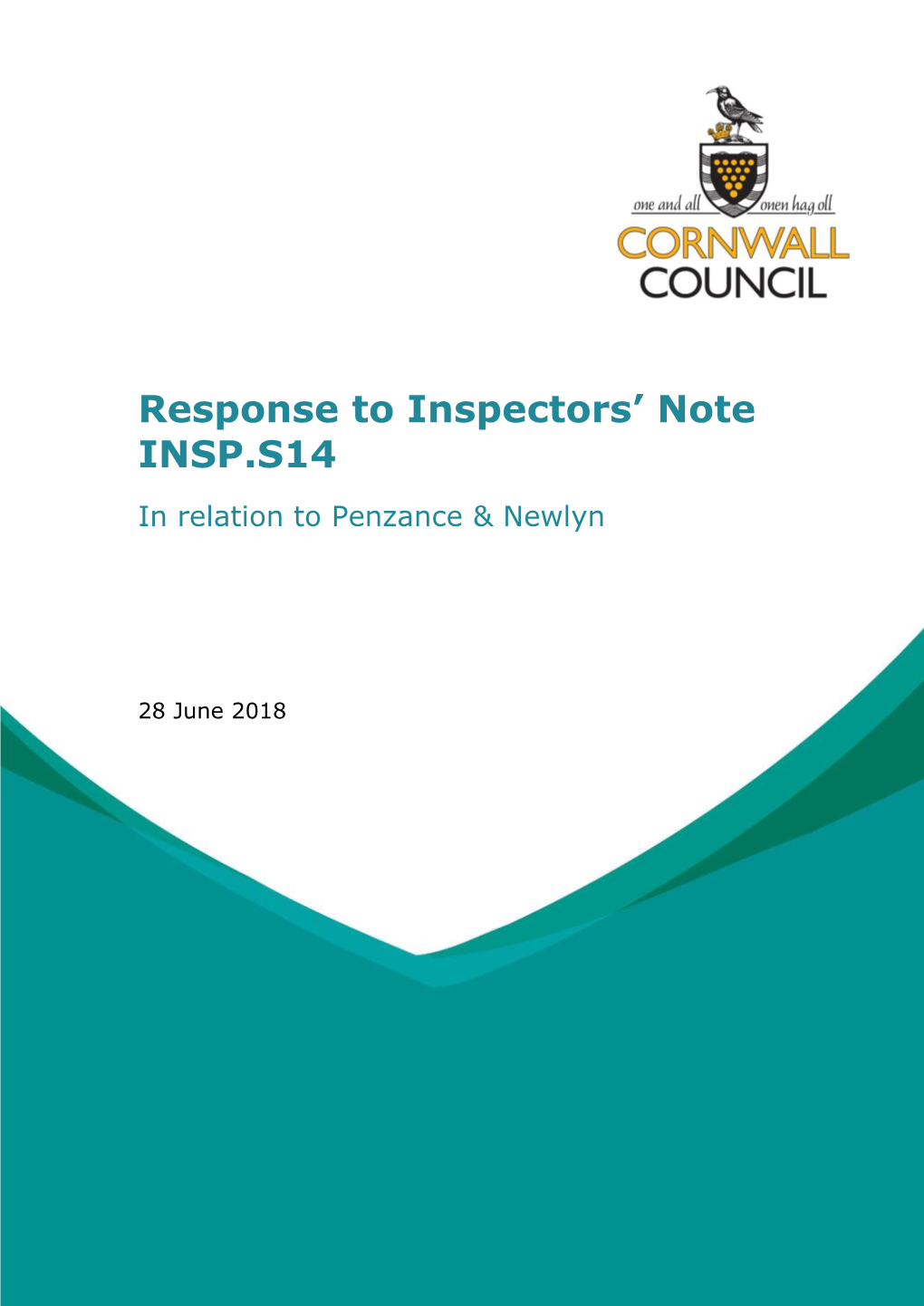 Response to Inspectors' Note INSP.S14