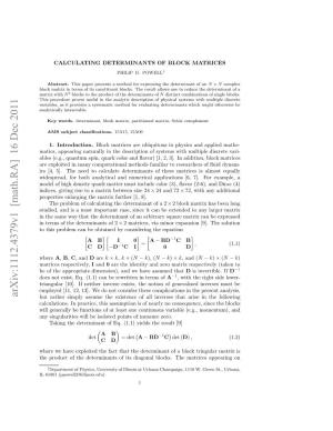 Calculating Determinants of Block Matrices