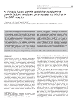 A Chimeric Fusion Protein Containing Transforming Growth Factor-Α