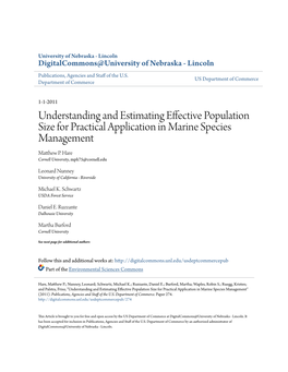 Understanding and Estimating Effective Population Size for Practical Application in Marine Species Management Matthew .P Hare Cornell University, Mph75@Cornell.Edu