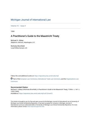 A Practitioner's Guide to the Maastricht Treaty