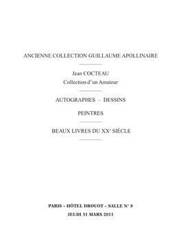 ANCIENNE COLLECTION GUILLAUME APOLLINAIRE Jean