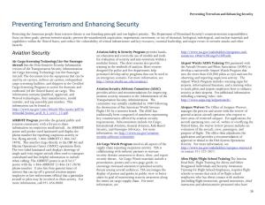 PSRC Preventing Terrorism and Enhancing Security