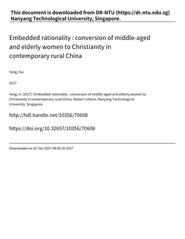 Conversion of Middle‑Aged and Elderly Women to Christianity in Contemporary Rural China