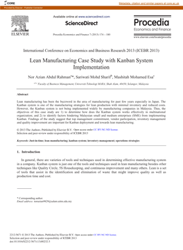 Lean Manufacturing Case Study with Kanban System Implementation