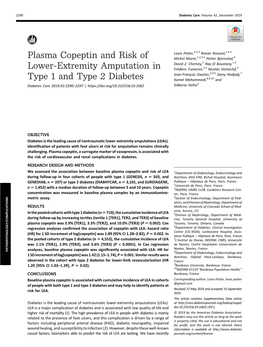 Plasma Copeptin and Risk of Lower-Extremity Amputation In