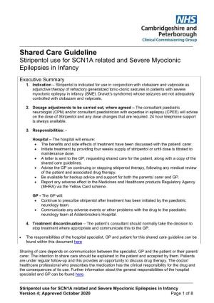 Shared Care Guideline Stiripentol Use for SCN1A Related and Severe Myoclonic Epilepsies in Infancy