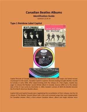 Canadian Beatles Albums Identification Guide Updated: 22 De 16