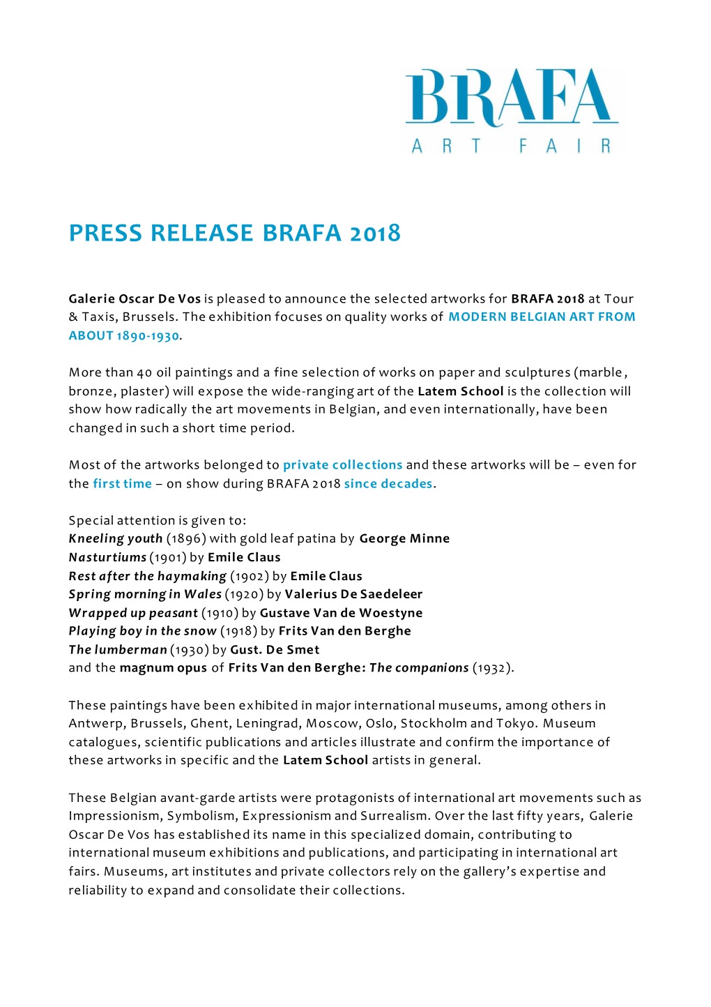 Press Release Brafa 2018