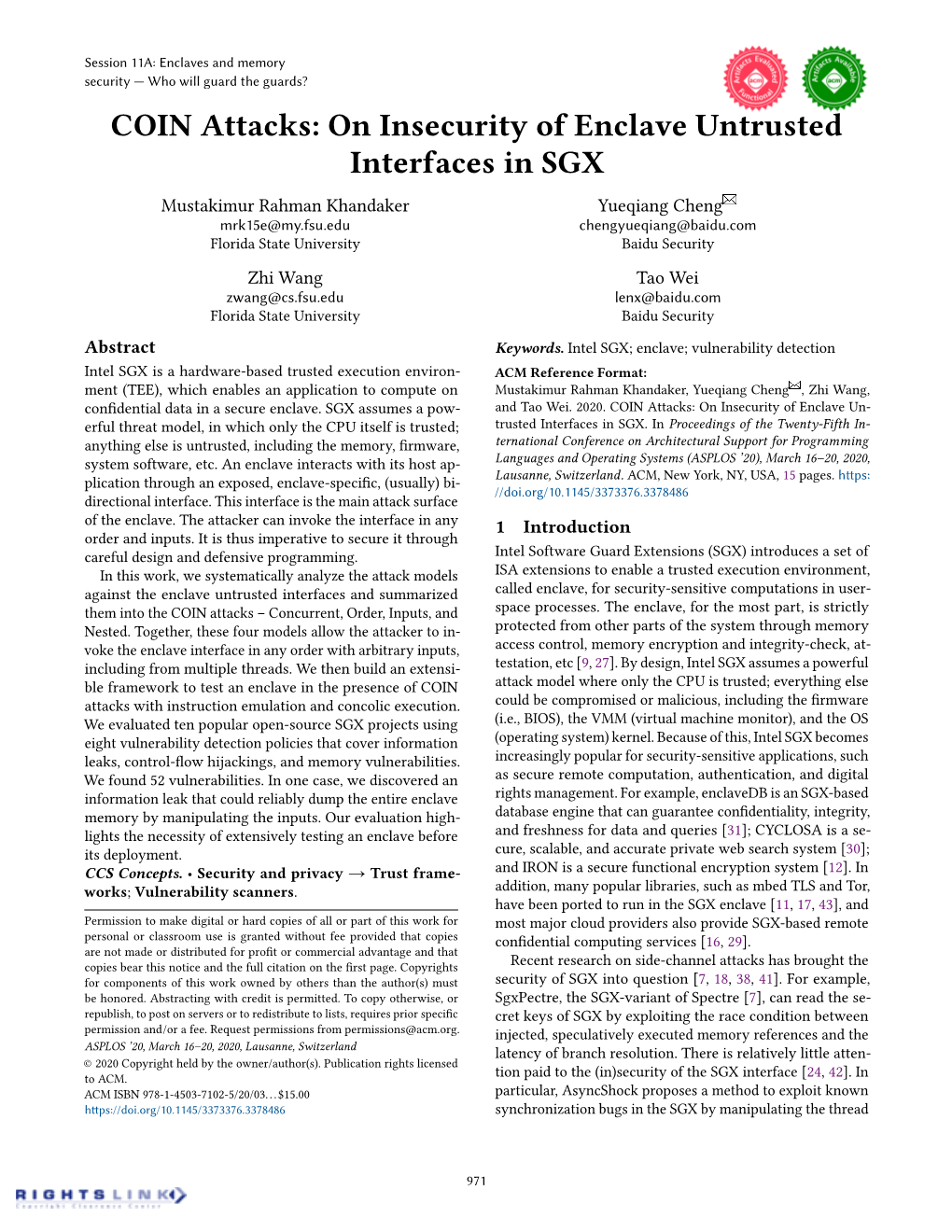 COIN Attacks: on Insecurity of Enclave Untrusted Interfaces In