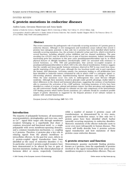 G Protein Mutations in Endocrine Diseases