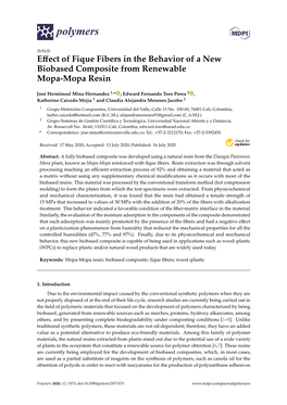 Effect of Fique Fibers in the Behavior of a New Biobased Composite From