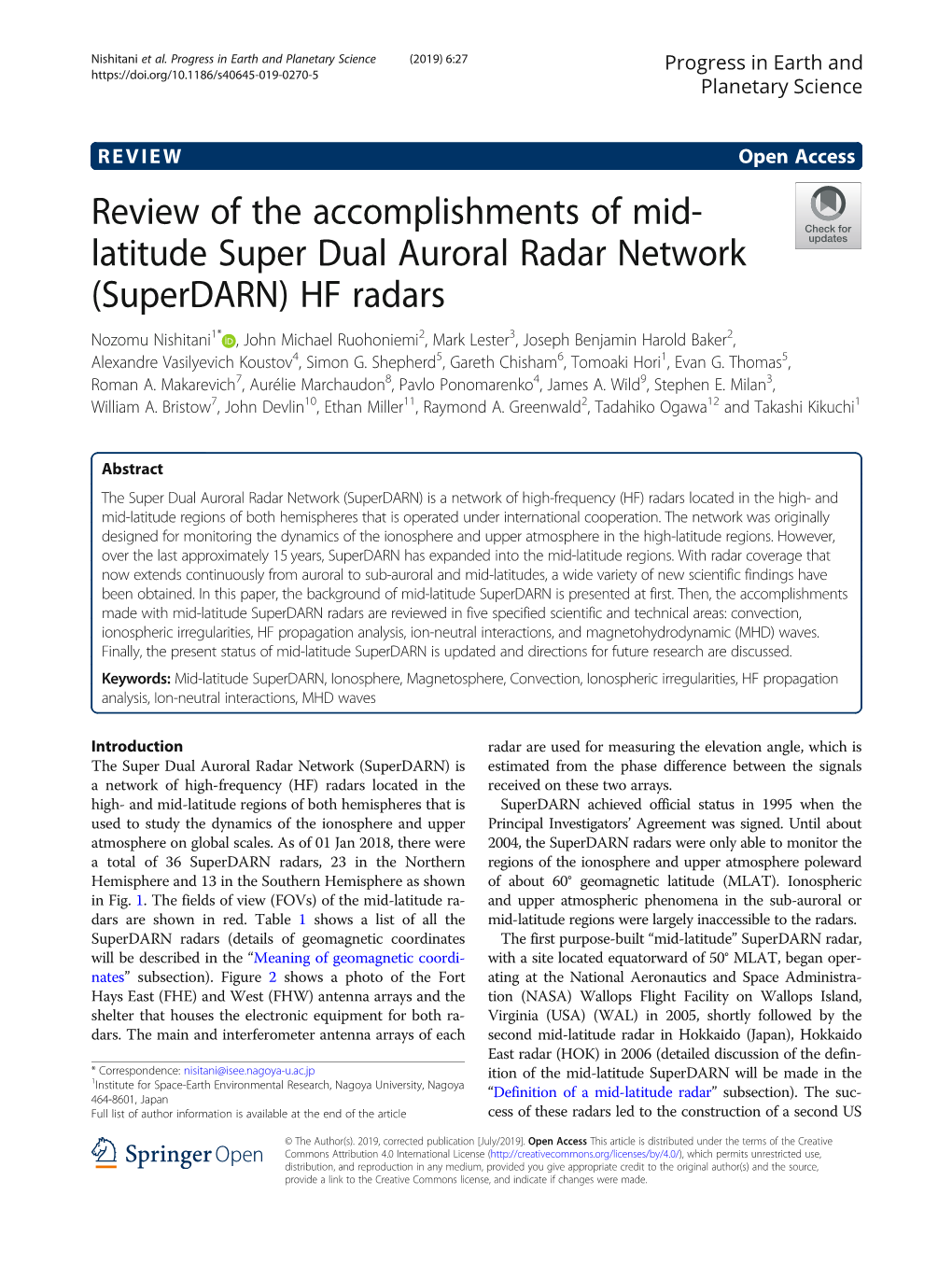 Review of the Accomplishments of Mid-Latitude Super Dual Auroral Radar