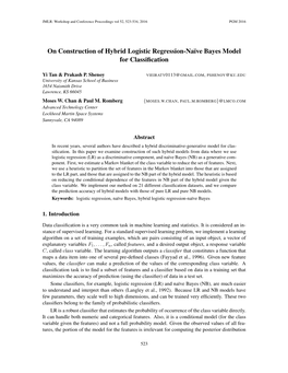 On Construction of Hybrid Logistic Regression-Naıve Bayes Model For