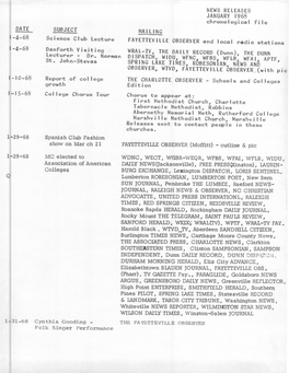 NEWS RELEASES JANUARY 1968 Chronologicai File DATE 1-4-68
