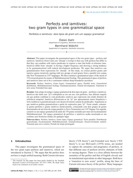 Perfects and Iamitives: Two Gram Types in One Grammatical Space