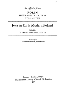 Jews in Early Modern Poland