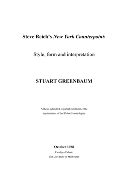 Steve Reich's New York Counterpoint