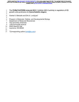 The PH/Myth4/Fermmolecule MAX-1 Inhibits UNC-5 Activity in Regulation of VD Growth Cone Protrusion in Caenorhabditis Elegans