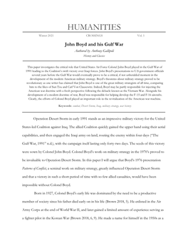 John Boyd and His Gulf War Authored by Anthony Gallipoli History and Classics