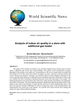 Analysis of Indoor Air Quality in a Store with Additional Gas Heater