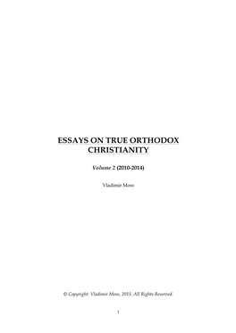 Essays on True Orthodox Christianity