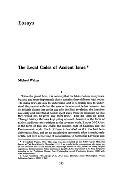 The Legal Codes of Ancient Israel*