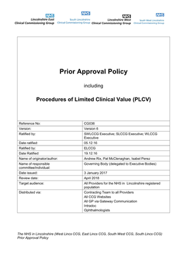 Prior Approval Policy