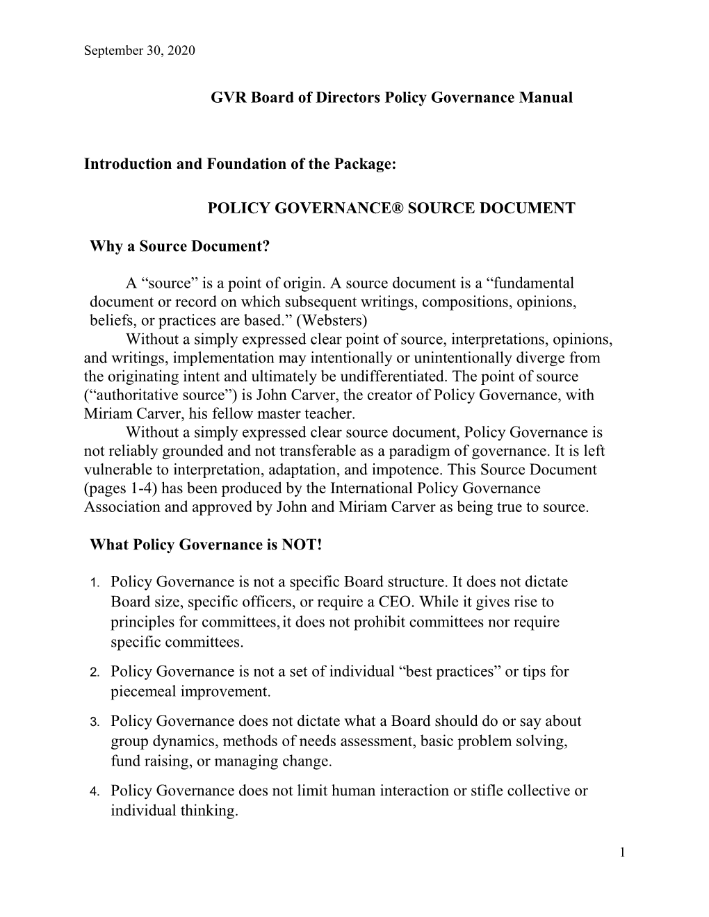 Policy Governance Manual