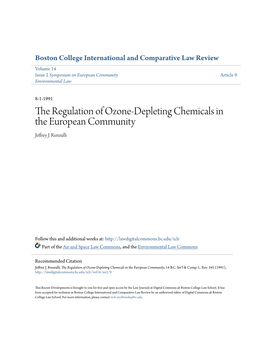 The Regulation of Ozone-Depleting Chemicals in the European Community Jeffrey J