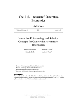 Interactive Epistemology and Solution Concepts for Games with Asymmetric Information