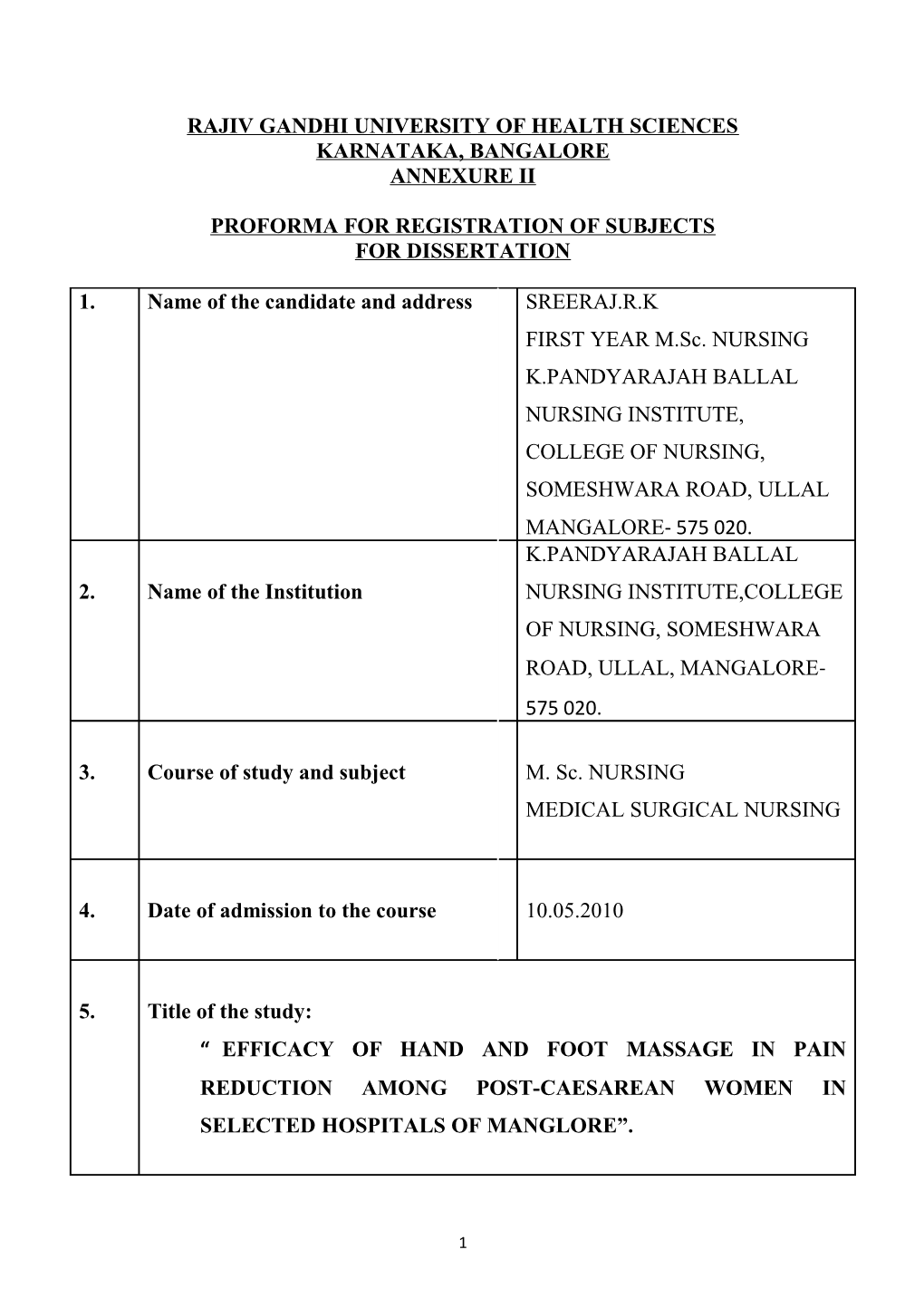 Rajiv Gandhi University of Health Sciences Karnataka, Bangalore s16