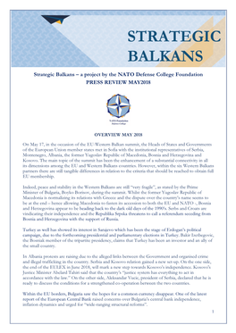 Strategic Balkans – a Project by the NATO Defense College Foundation PRESS REVIEW MAY2018