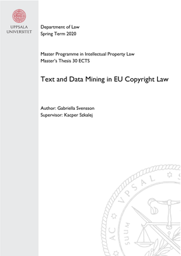 Text and Data Mining in EU Copyright Law