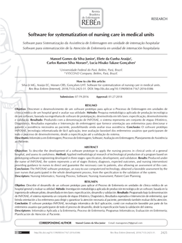 Software for Systematization of Nursing Care in Medical Units