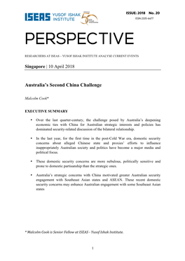 Australia's Second China Challenge