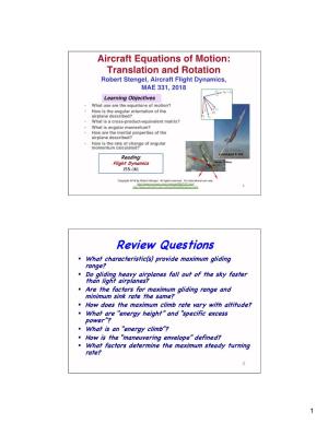 10. Aircraft Equations of Motion